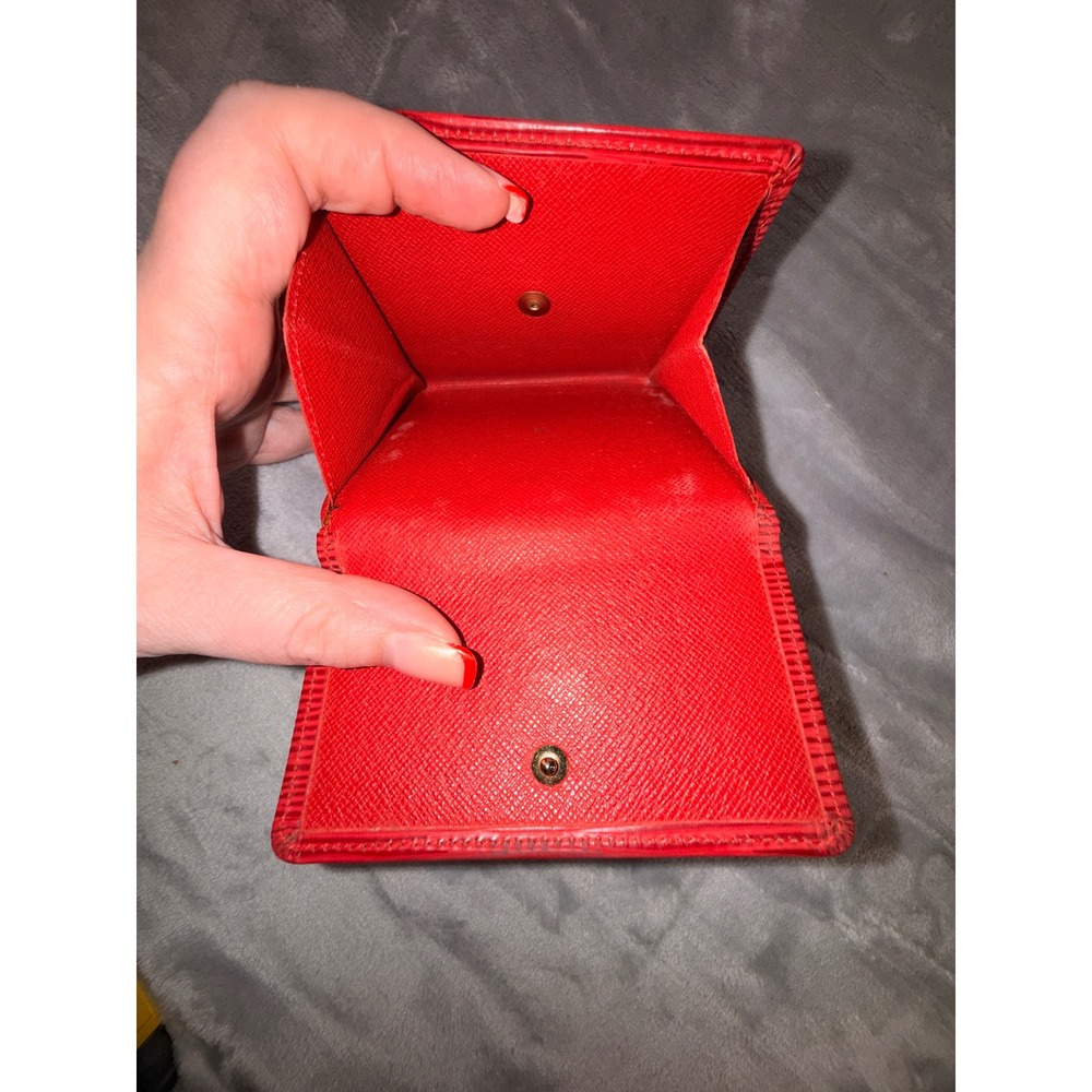 Louis Vuitton Portefeuille Elise Red Epi Leather Wallet Snap Coin Pocket - Picture 5 of 13